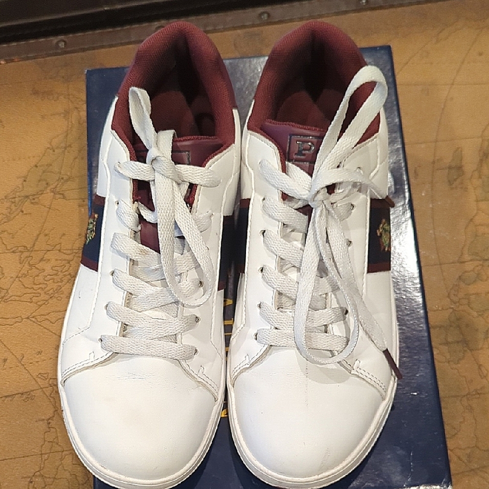 Polo Ralph Lauren White and Burgundy Sneakers